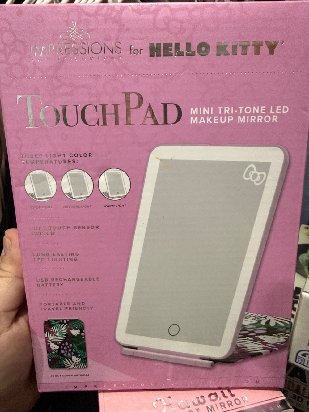 Pink TouchPad Mini LED Makeup Mirror
